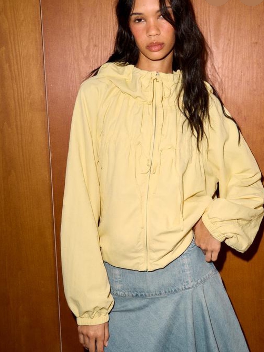 Zara Bright Yellow Bomber Jacket with Hood